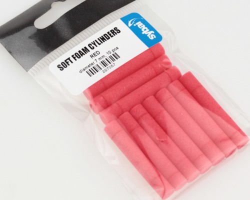 Soft Foam Cylinders, Red, 7 mm